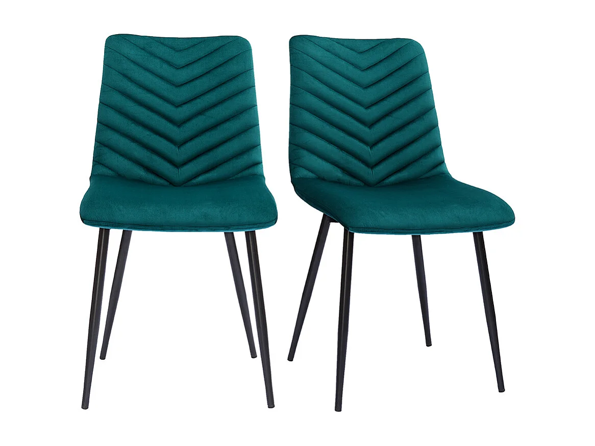 Sedie design in tessuto velluto blu petrolio e metallo nero (set di 2) PUMPKIN