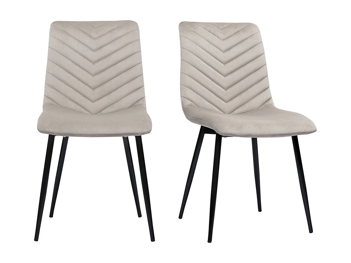Set de 2 sillas de diseño de terciopelo color topo y metal negro PUMPKIN