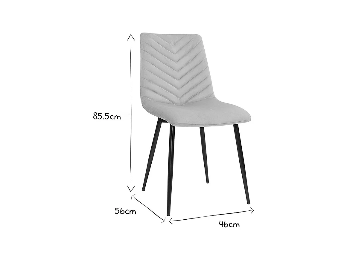 Set de 2 sillas de diseño de terciopelo color topo y metal negro PUMPKIN