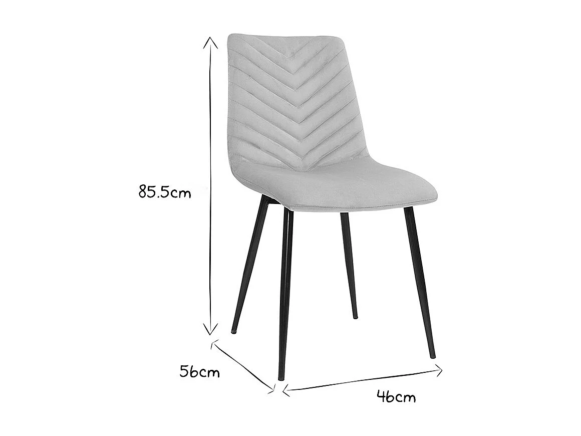 Chaises design en tissu velours taupe et métal noir (lot de 2) PUMPKIN