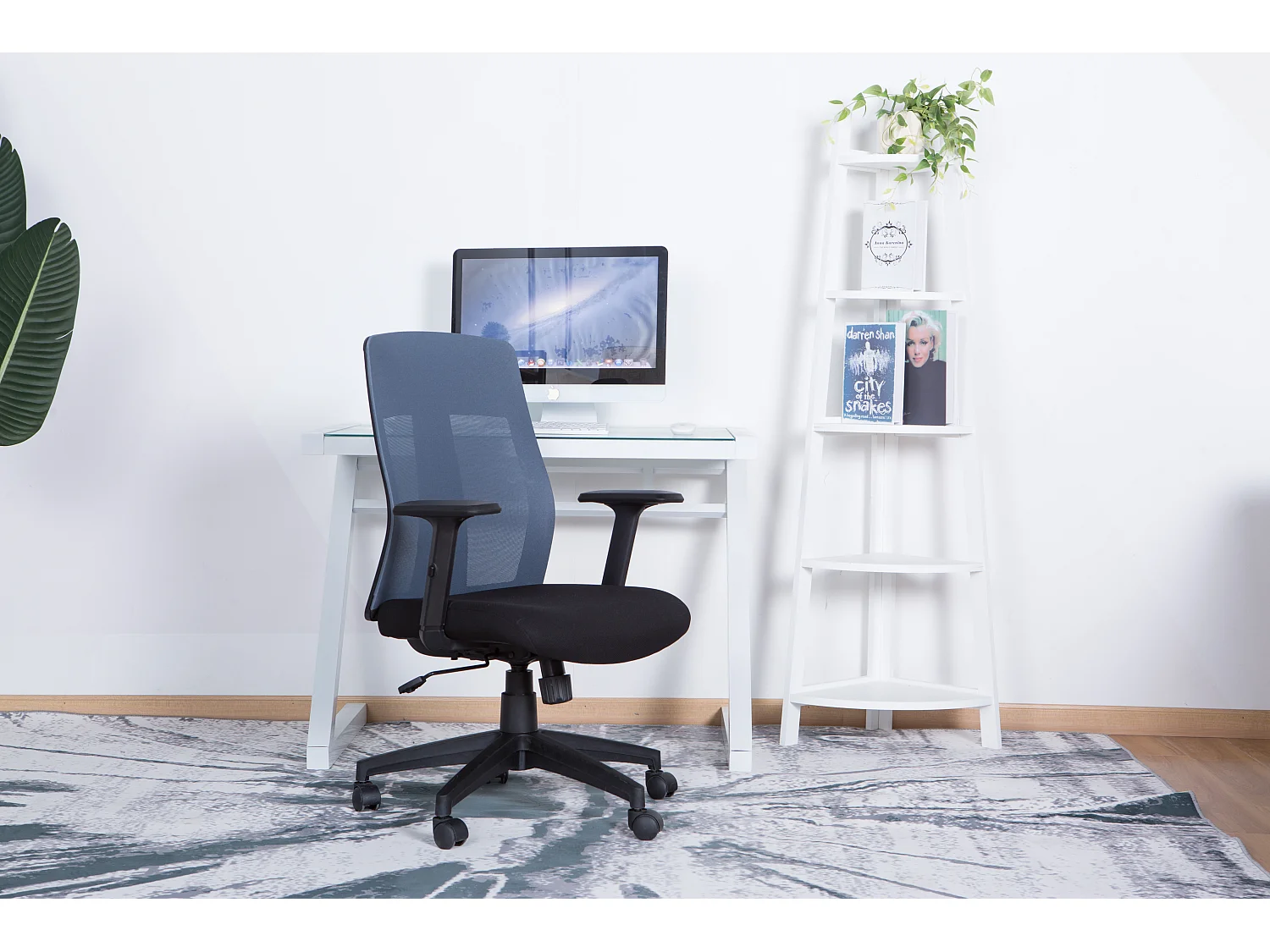 Laguna | Bureaustoel met hoge rugleuning in stof grijs/zwart