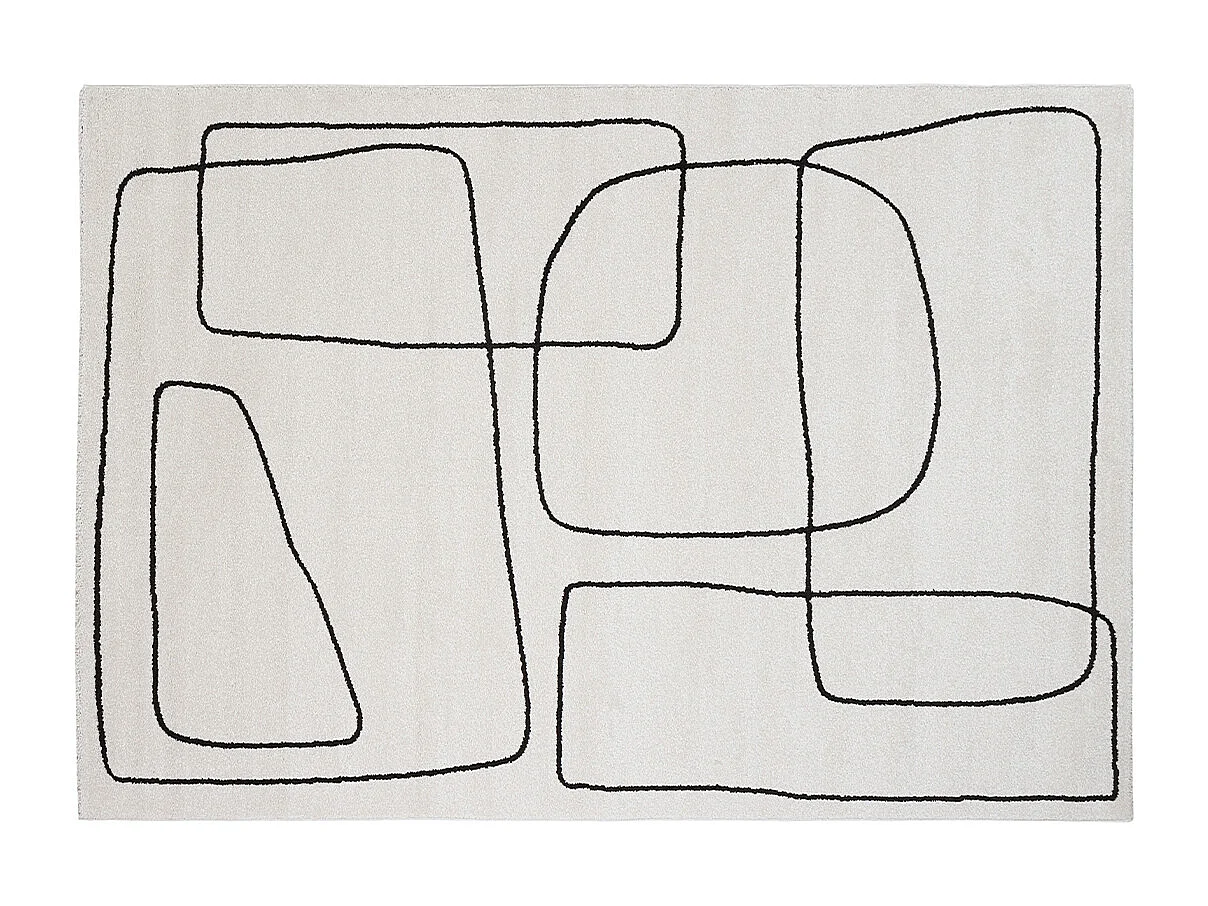 Tapis rectangulaire motif line art blanc cassé et noir 160 x 230 cm TIANA