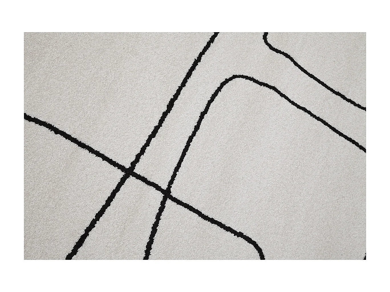 Tapis rectangulaire motif line art blanc cassé et noir 160 x 230 cm TIANA