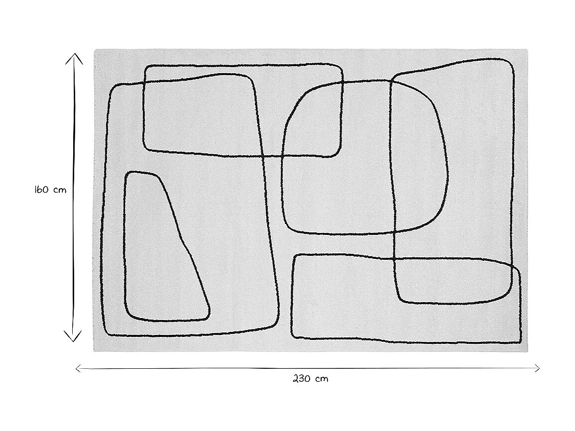 Tapis rectangulaire motif line art blanc cassé et noir 160 x 230 cm TIANA