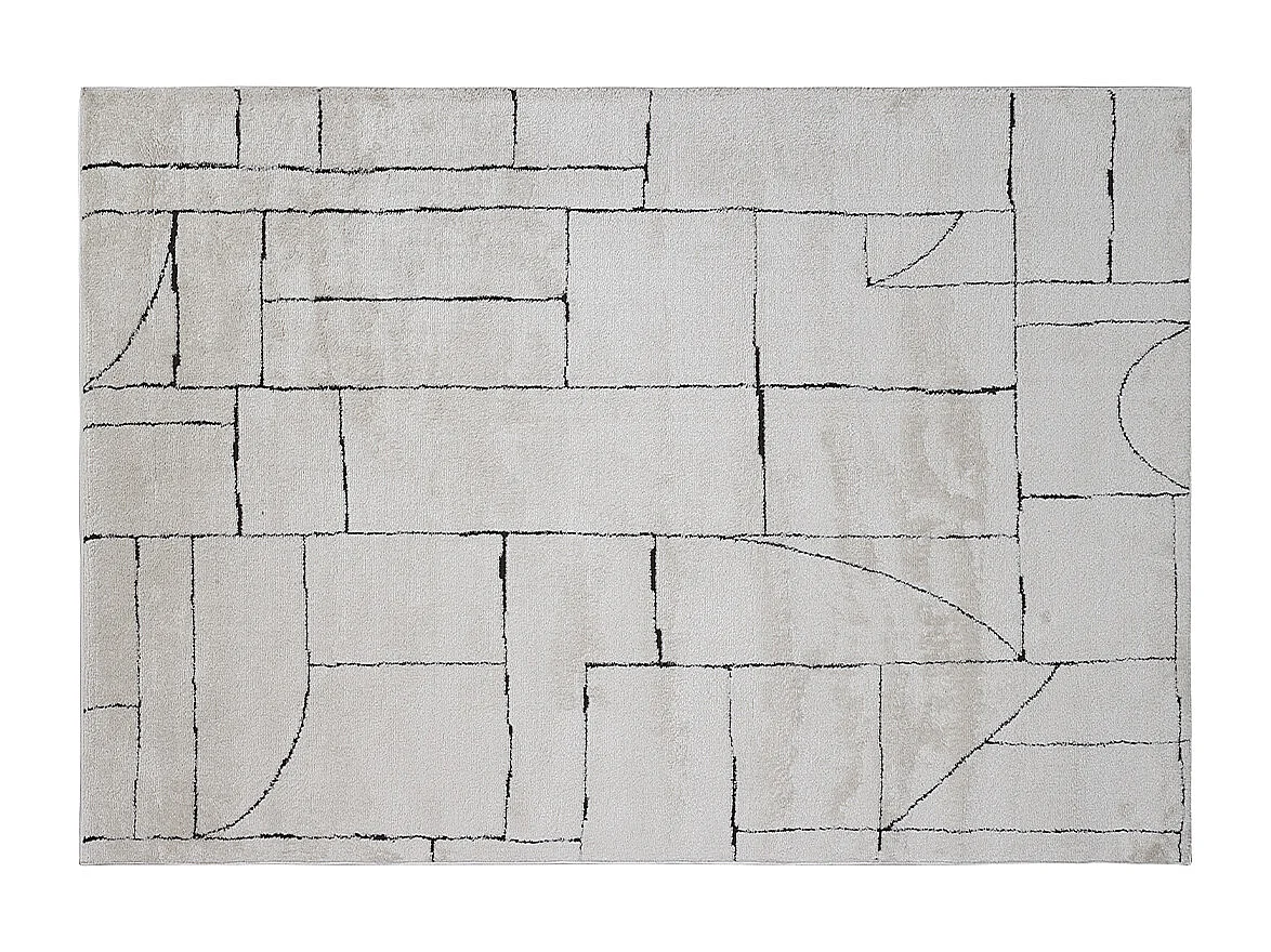 Tapis rectangulaire à motifs géométriques blanc cassé et noir 160 x 230 cm ENVY