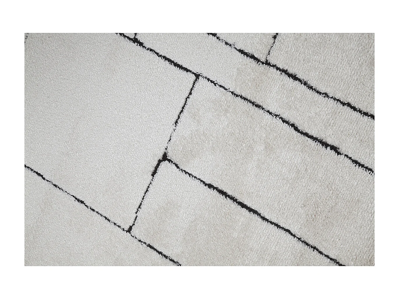 Tapis rectangulaire à motifs géométriques blanc cassé et noir 160 x 230 cm ENVY