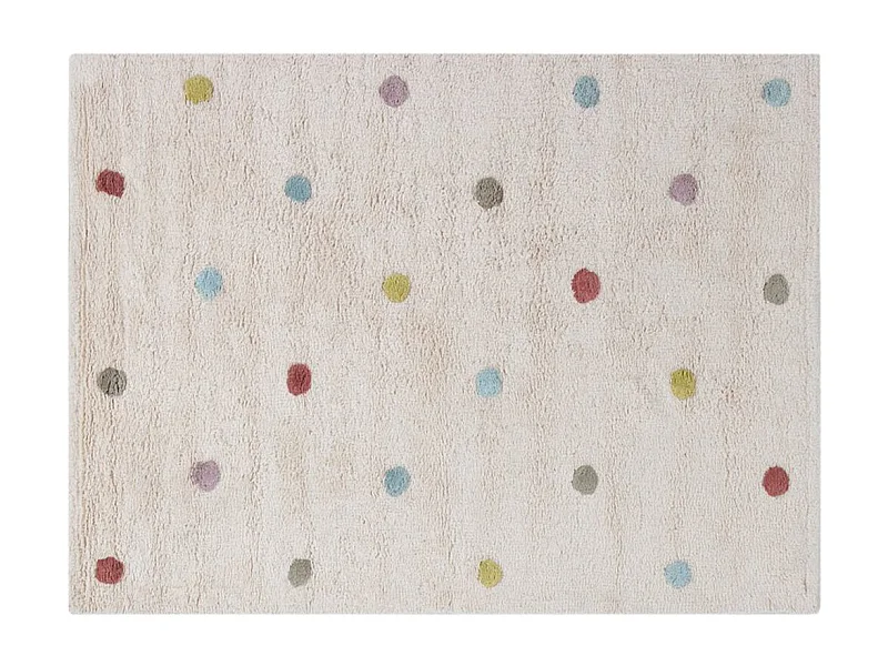 Tapis enfant en coton beige motif pois multicolore 100 x 150 cm DADA