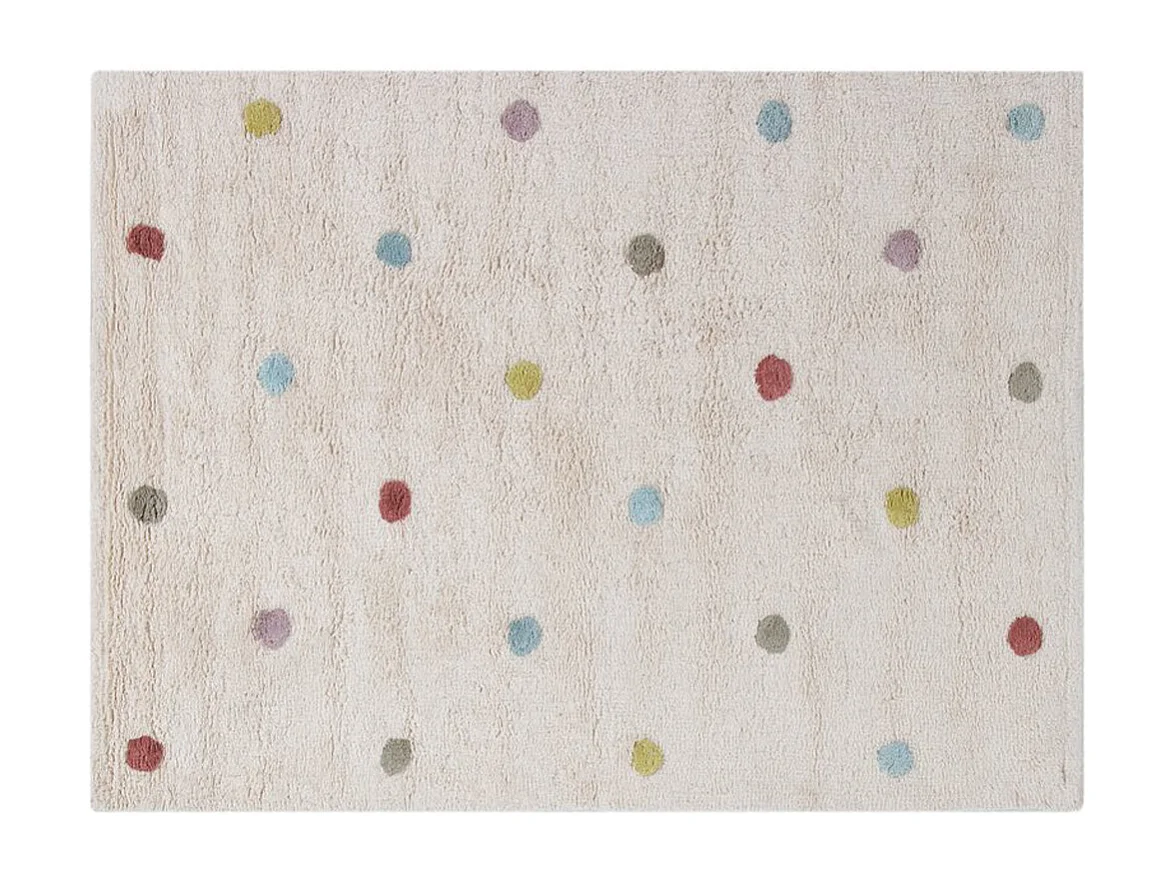 Tapis enfant en coton beige motif pois multicolore 100 x 150 cm DADA