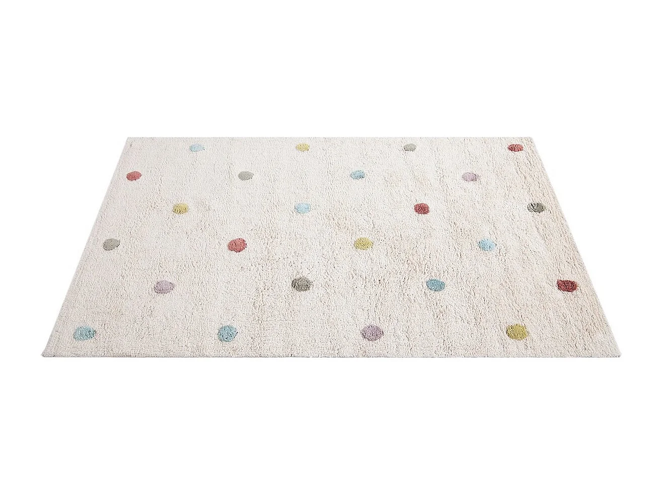 Tapis enfant en coton beige motif pois multicolore 100 x 150 cm DADA