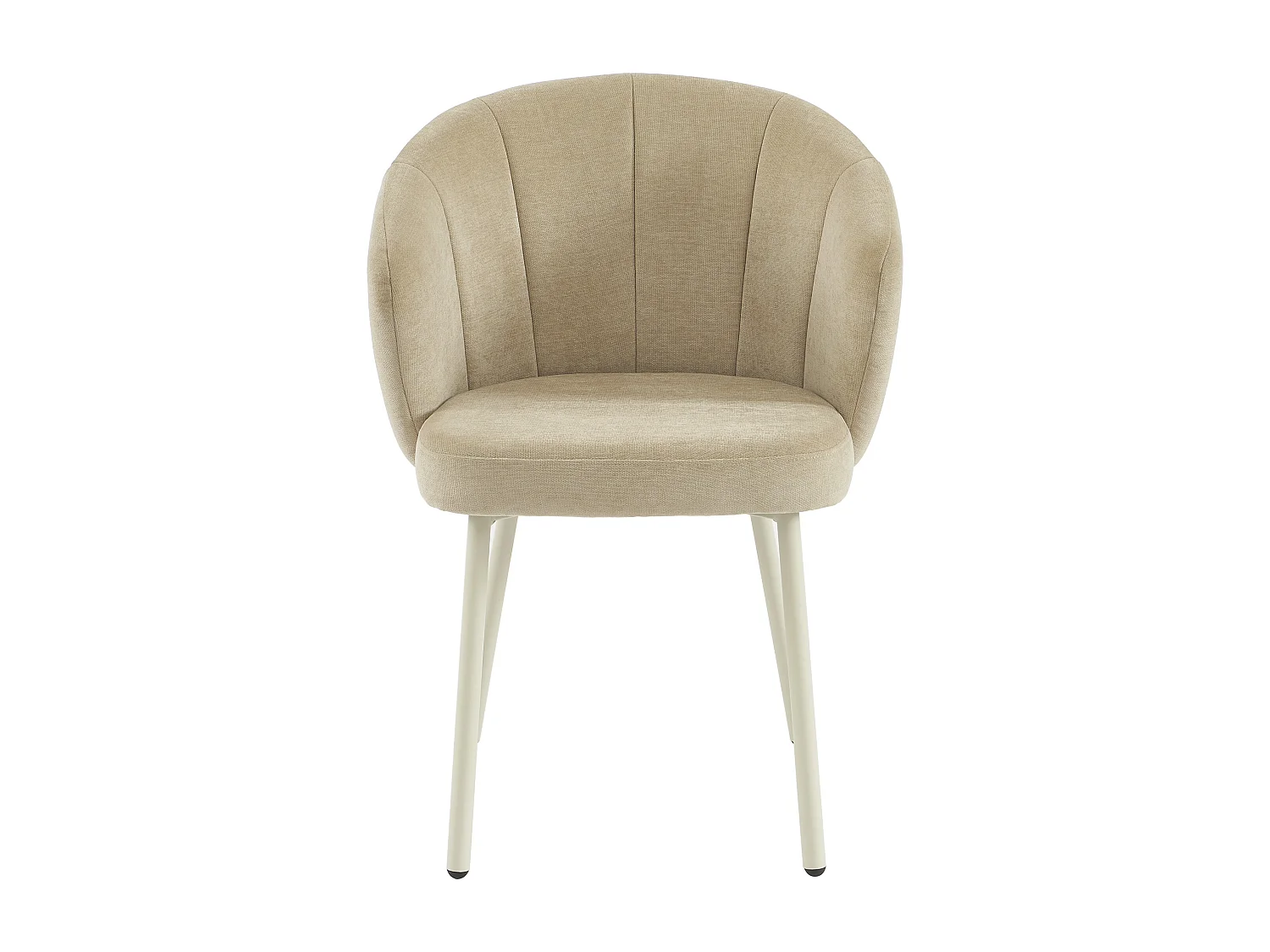 Lot de 2 chaises en tissu et métal blanc - Beige - TANURY