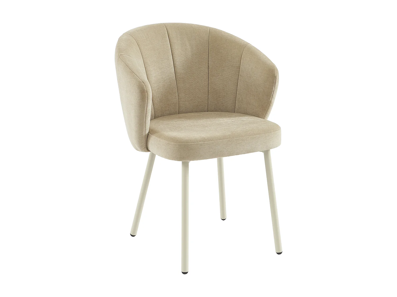 Lot de 2 chaises en tissu et métal blanc - Beige - TANURY