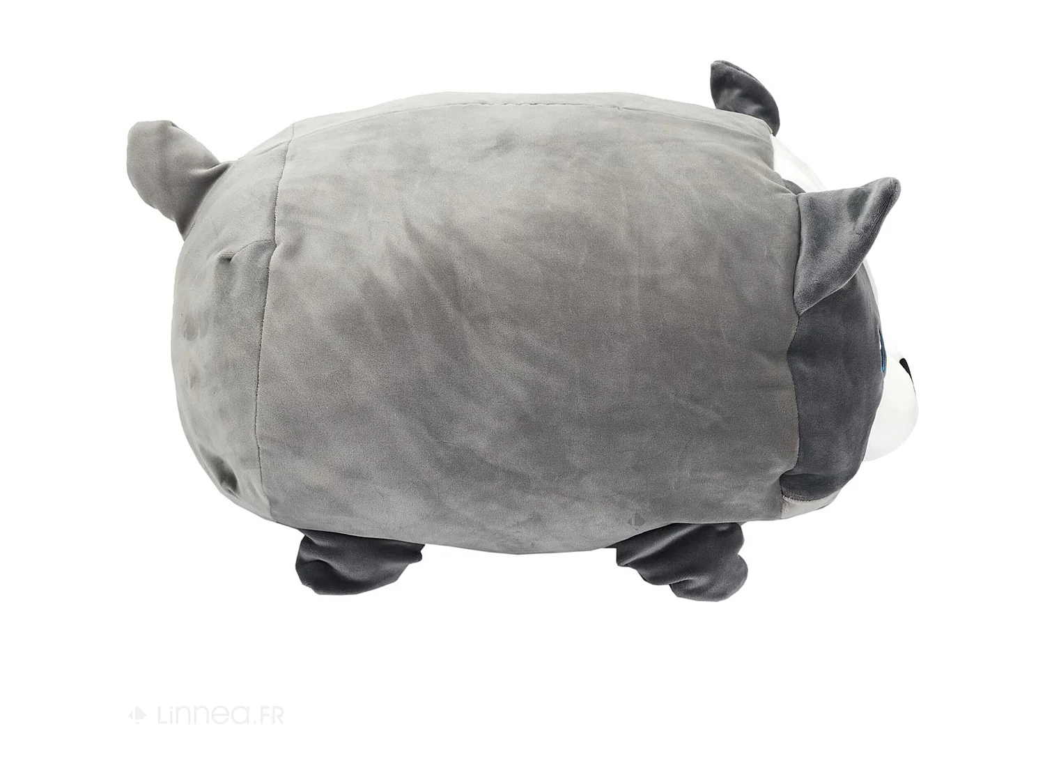 Peluche coussin en polyester personnage chien 30x30 cm collection PETS gris aux yeux bleus