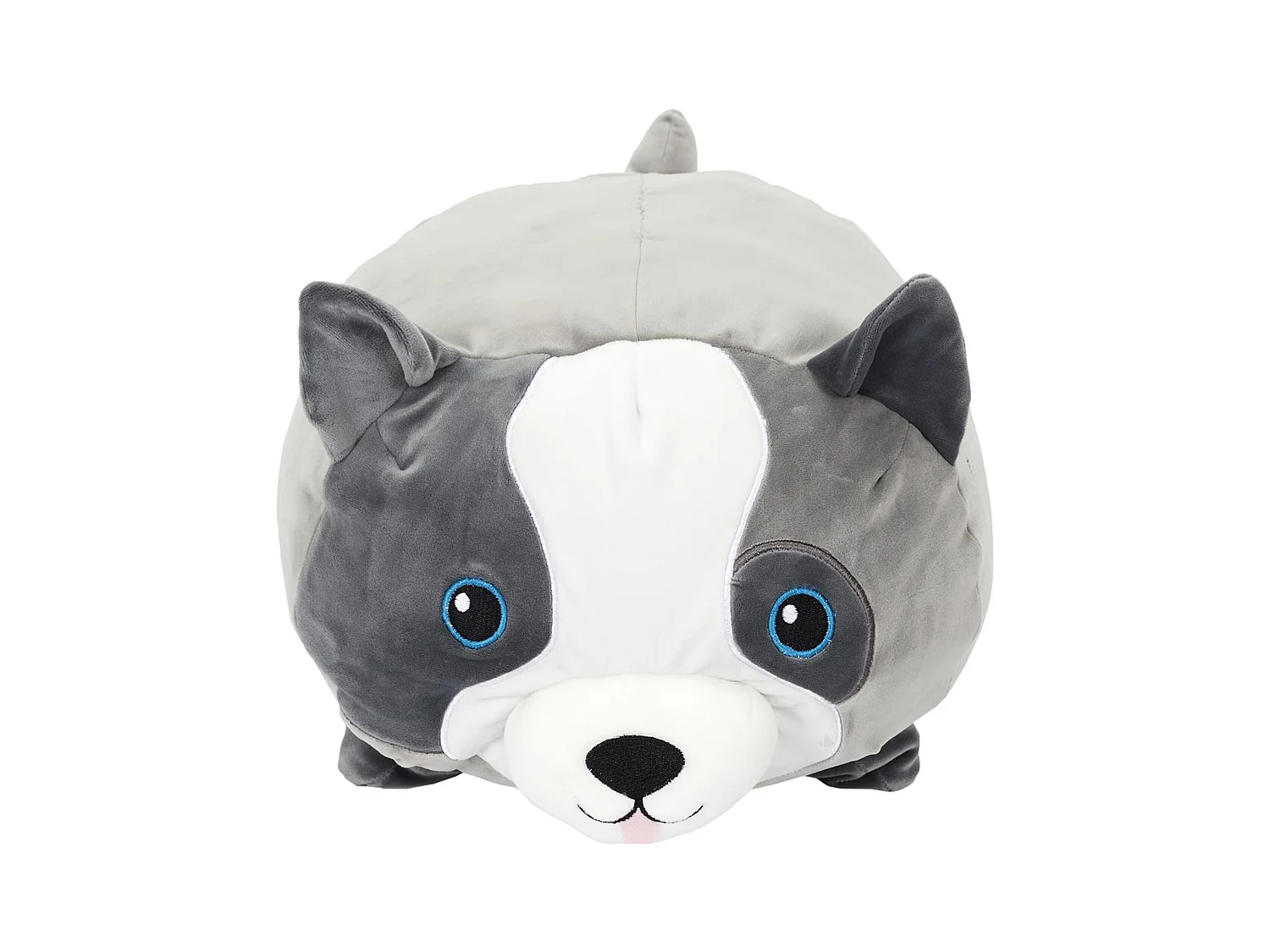Peluche coussin en polyester personnage chien 30x30 cm collection PETS gris aux yeux bleus