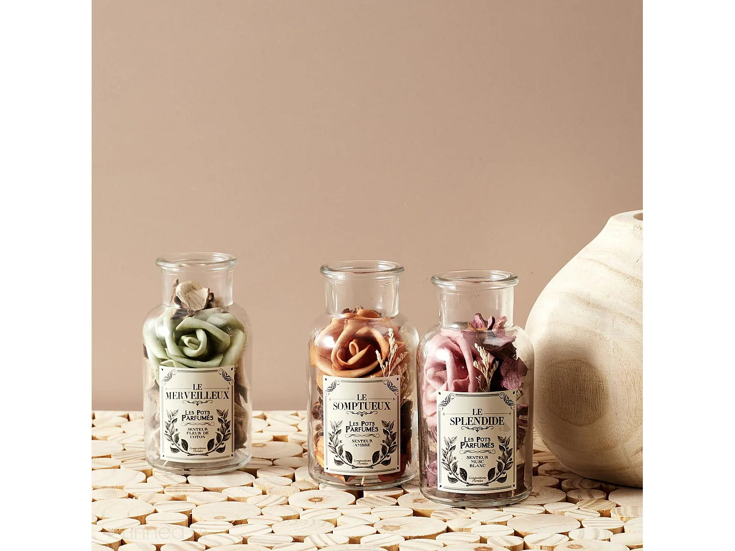 Pot pourri LES POTS PARFUMES "Le Splendide" rose senteur musc blanc