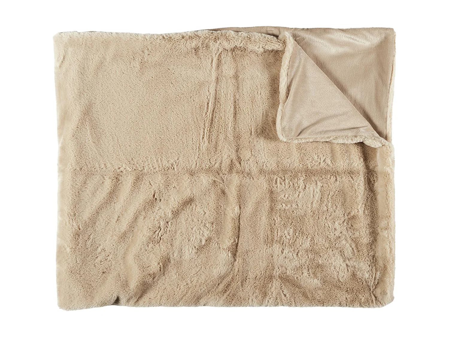 Plaid en polyester 120x150 cm FLEUR DE LUNE fausse fourrure avec lanières beige