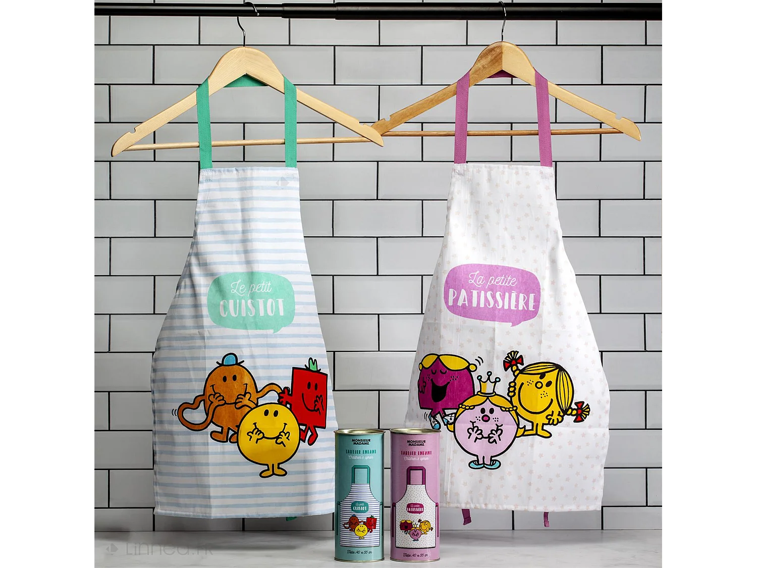 Tablier de cuisine enfant MONSIEUR MADAME rose