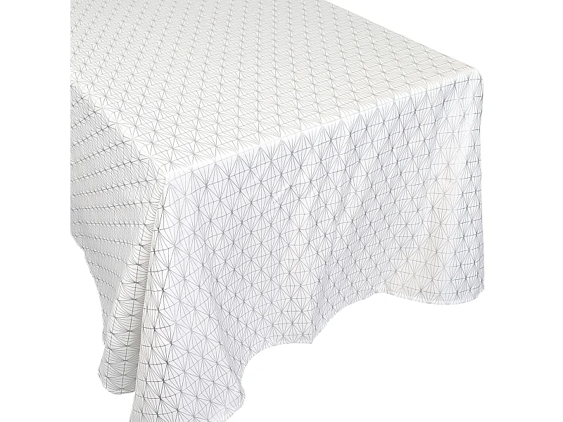 Nappe rectangle 140x250 cm GOLD motifs géométriques blanche argentée