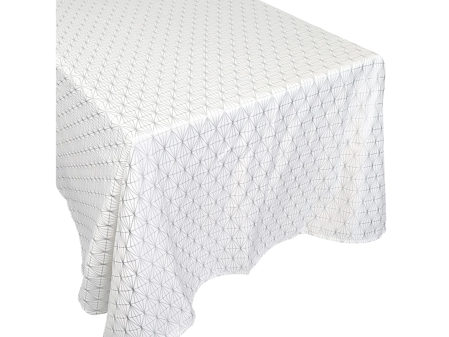 Nappe rectangle 140x250 cm GOLD motifs géométriques blanche argentée