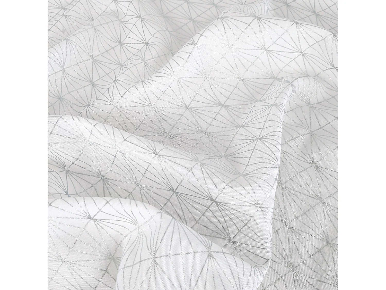 Nappe rectangle 140x250 cm GOLD motifs géométriques blanche argentée