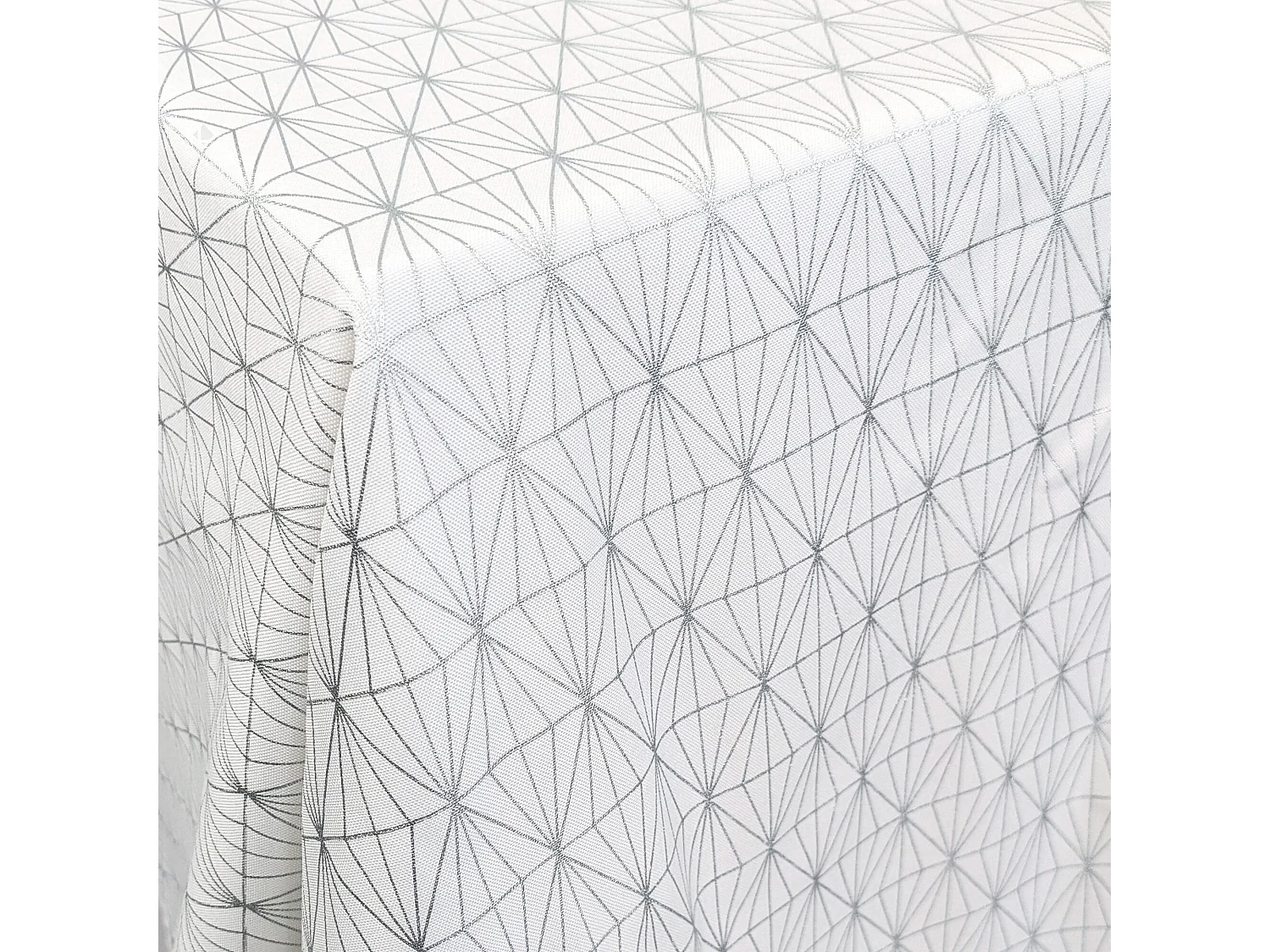 Nappe rectangle 140x250 cm GOLD motifs géométriques blanche argentée
