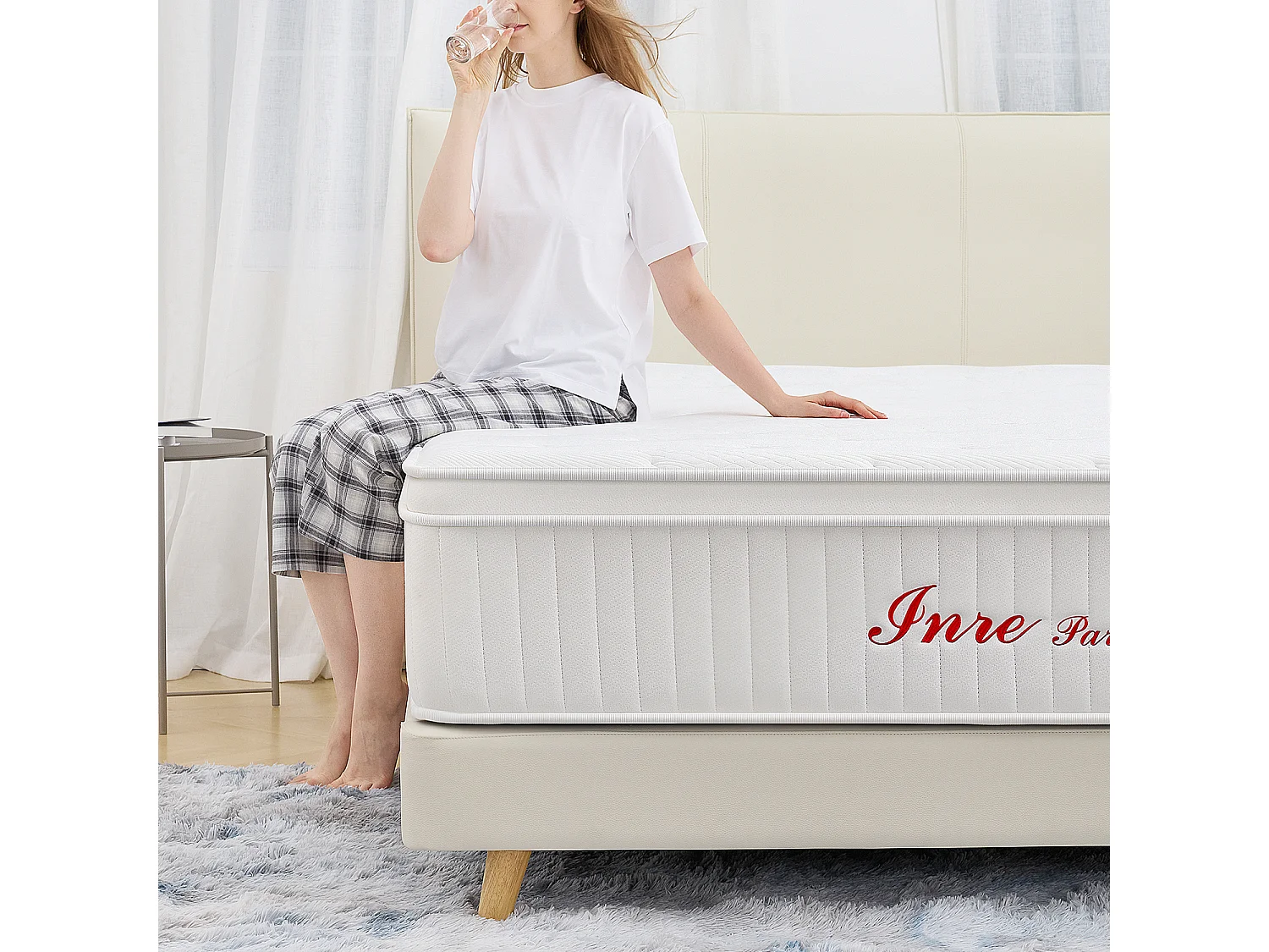 Matelas 140x190 cm INRE, Très Épais de 30 cm, Mousse Mémoire de Forme, Face Hiver Été, Respirant, 7 Zones Ergonomiques, Réversible, Soutien Parfait,Hypoallergénique