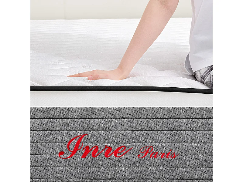 Matelas 160x200 cm INRE mousse à mémoire de forme, épaisseur 20cm, confort ferme, confort optimal, 7 zones ergonomique