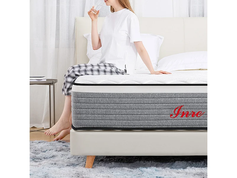 Matelas 160x200 cm INRE mousse à mémoire de forme, épaisseur 20cm, confort ferme, confort optimal, 7 zones ergonomique