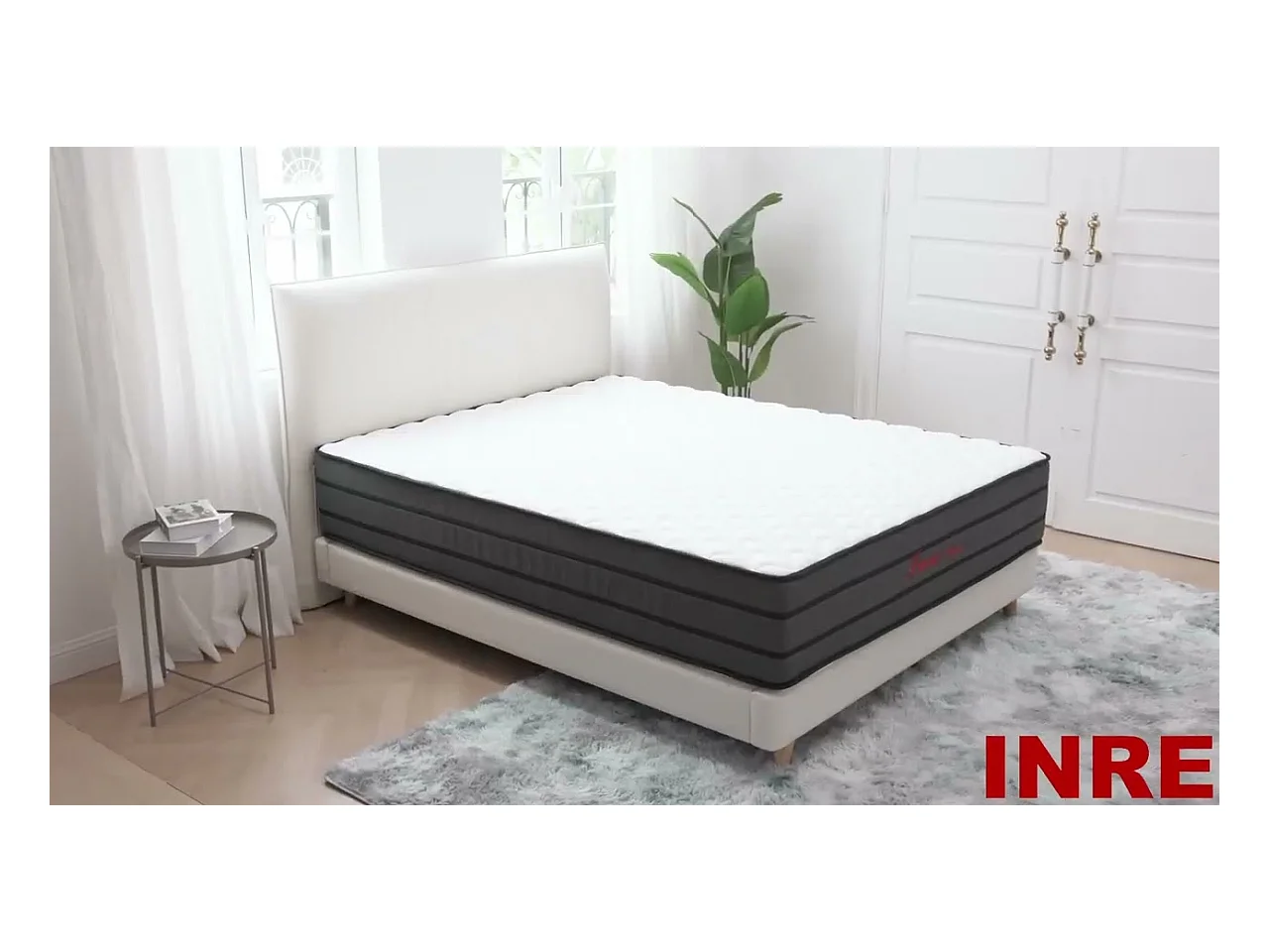 Matelas 160x200 cm INRE Très épais 25 cm Mousse mémoire de forme, Réversible Soutien Parfait, Hypoallergénique