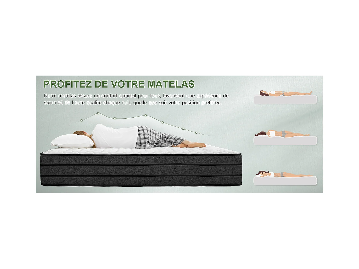Matelas 160x200 cm INRE Très épais 25 cm Mousse mémoire de forme, Réversible Soutien Parfait, Hypoallergénique