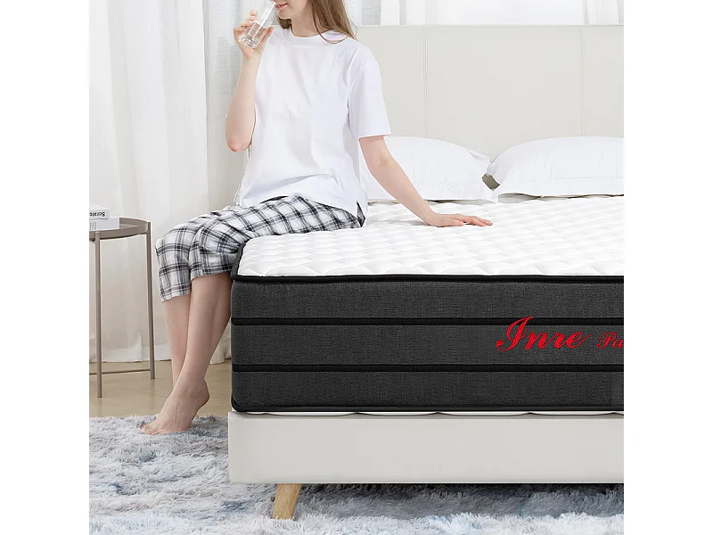 Matelas 140x190 cm INRE Très épais 25 cm Mousse mémoire de forme, Réversible Soutien Parfait, Hypoallergénique