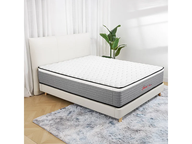 Matelas 140x190 cm INRE mousse à mémoire de forme, épaisseur 20cm, confort ferme, confort optimal, 7 zones ergonomique