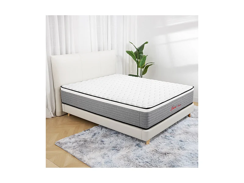 Matelas 140x190 cm INRE mousse à mémoire de forme, épaisseur 20cm, confort ferme, confort optimal, 7 zones ergonomique