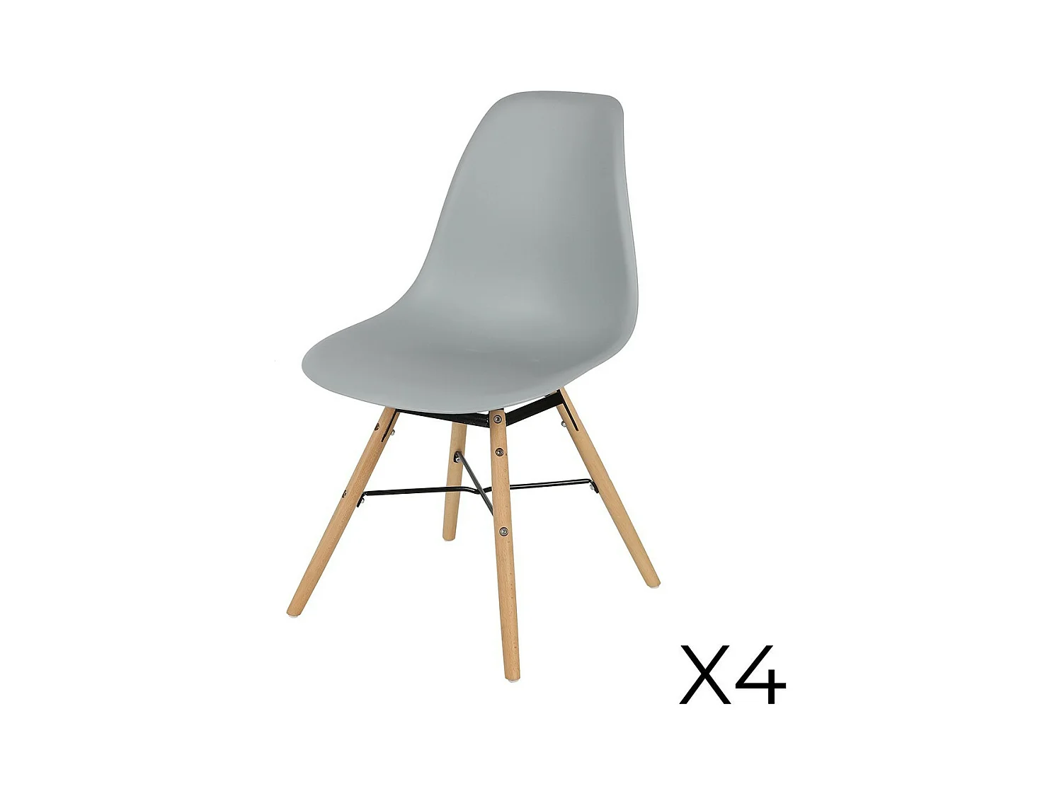 Lot de 4 chaises gris clair avec structure en métal noir et pieds en bois – 45,5x52xH42/81 cm – Collection JENKINS
