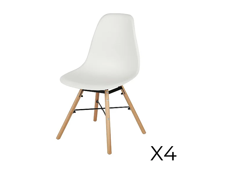 Lot de 4 chaises coloris blanc style scandinave. Collection JENKINS.