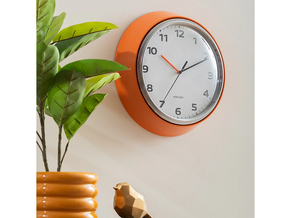 Horloge murale Modern Retro D34cm Orange  Present Time