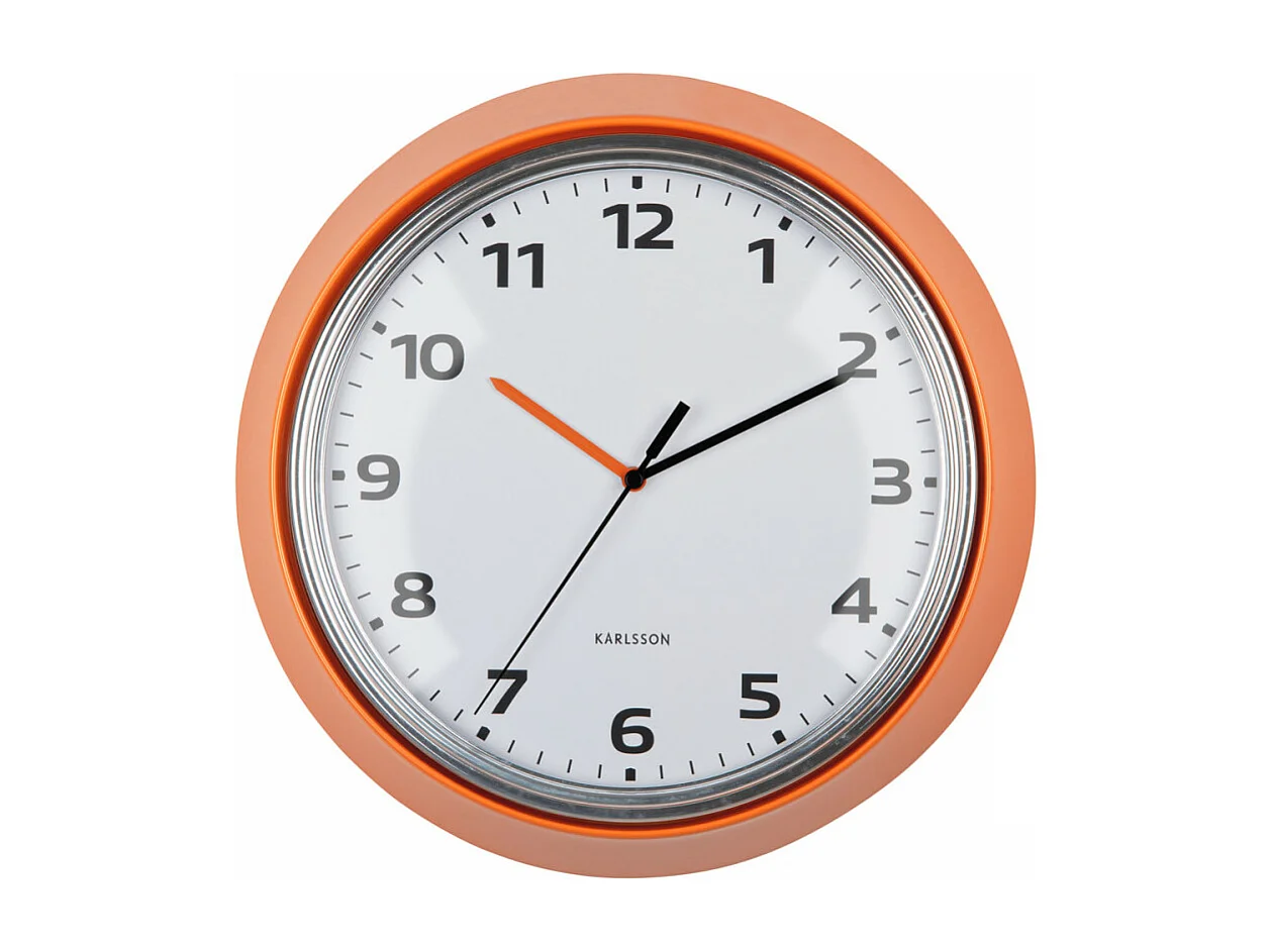 Horloge murale Modern Retro D34cm Orange  Present Time