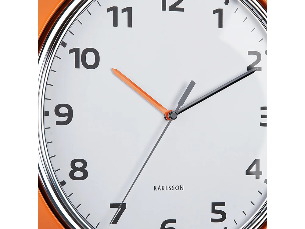 Horloge murale Modern Retro D34cm Orange  Present Time