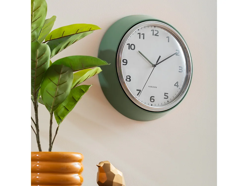 Horloge murale Modern Retro D34cm Vert  Present Time