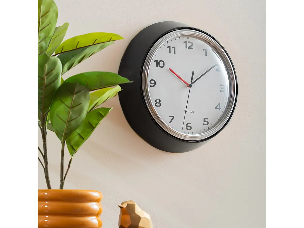 Horloge murale Modern Retro D34cm Noir  Present Time