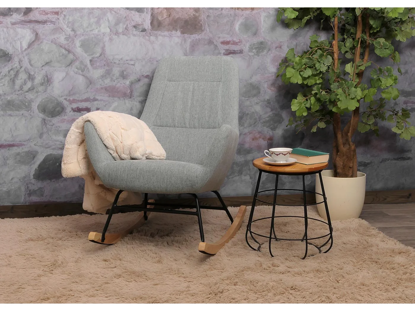 Chaise à bascule MCW-N13,  gris-vert