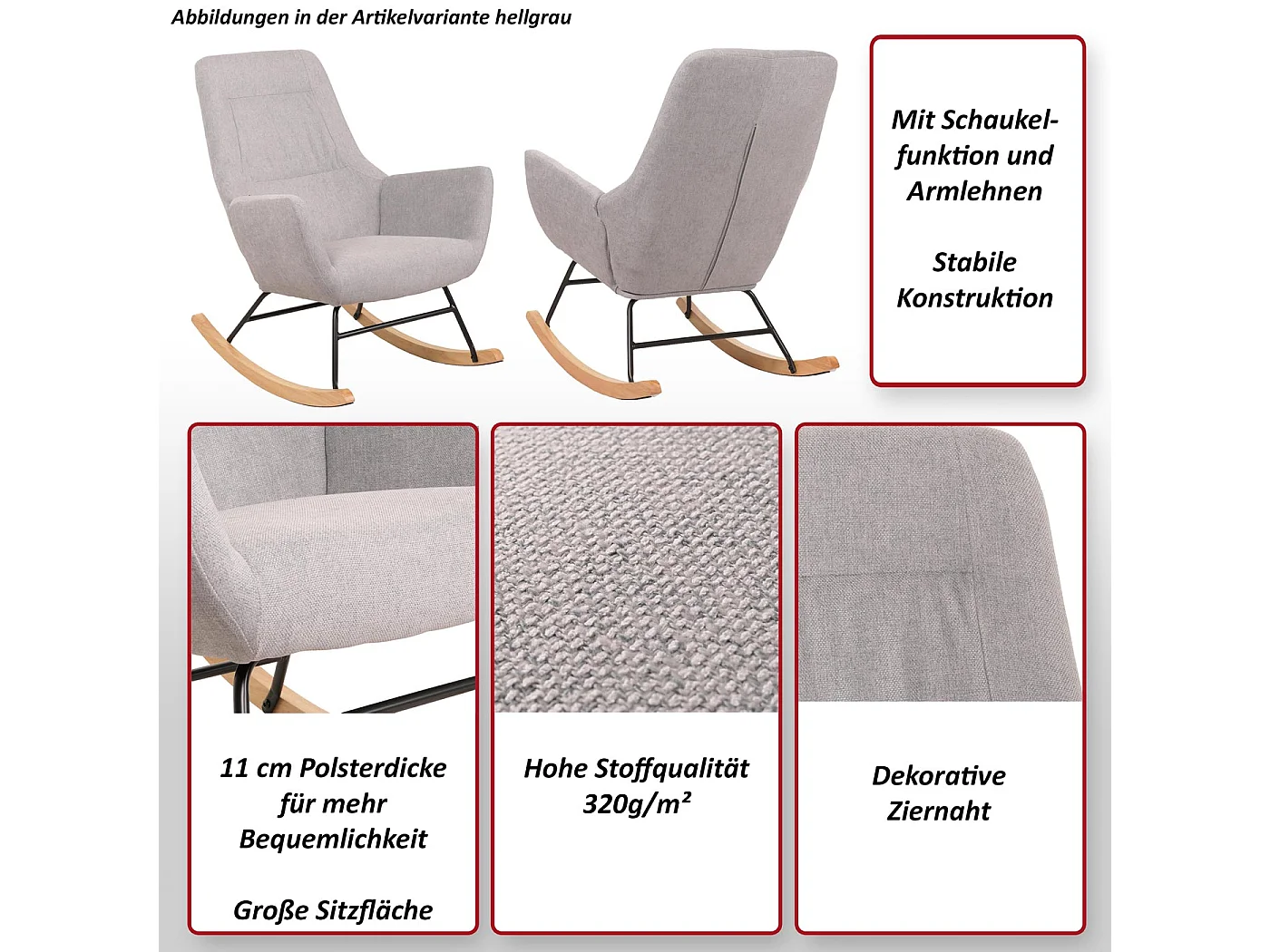 Schommelstoel MCW-N13,  bruin