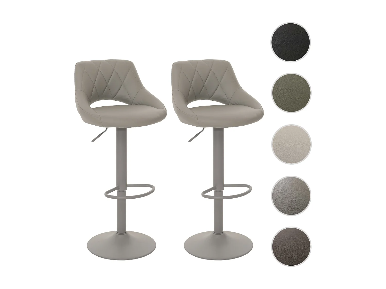 2er-Set Barhocker MCW-N64, Grau