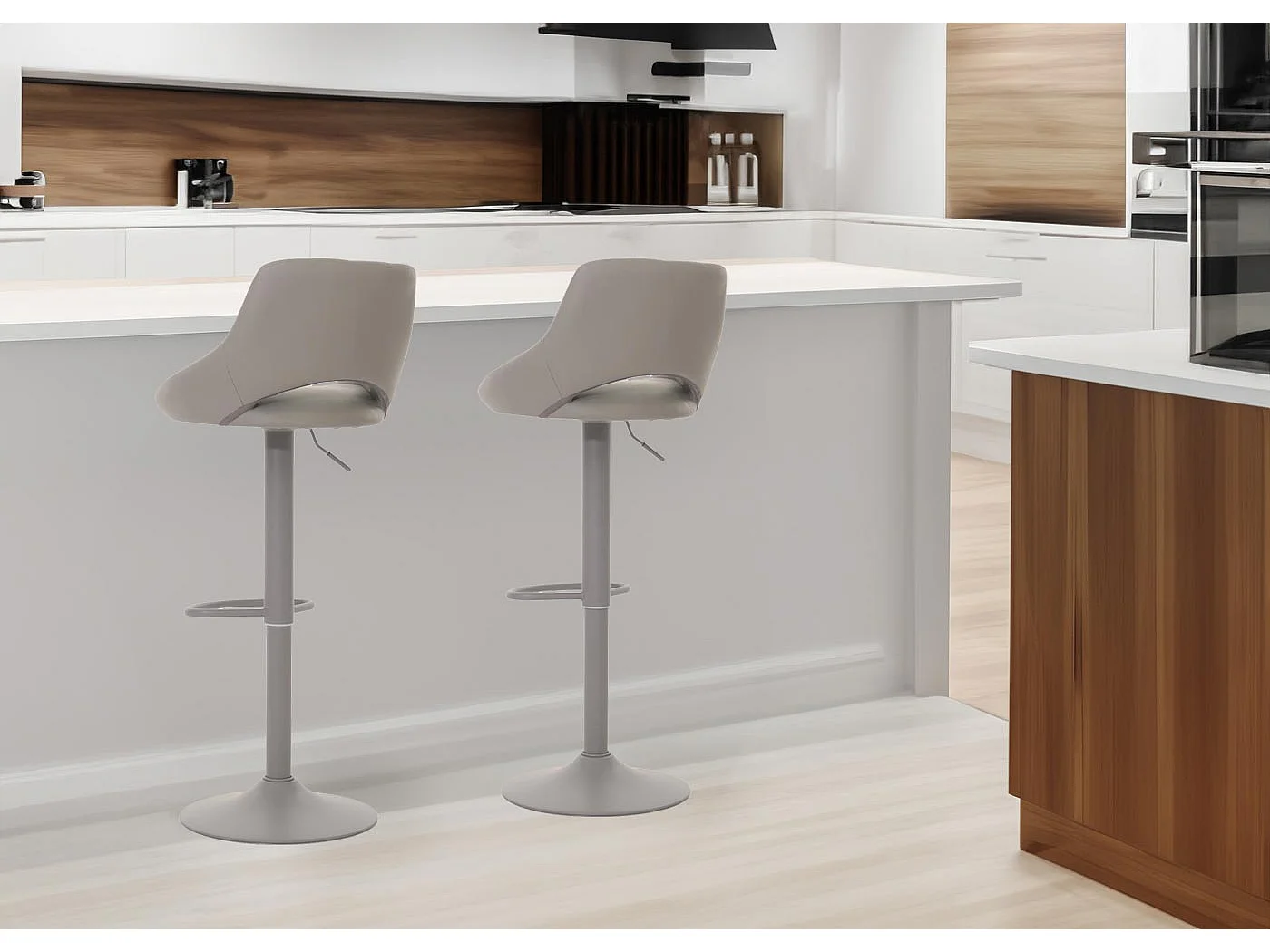 Lot de 2 tabourets de bar MCW-N64,  gris