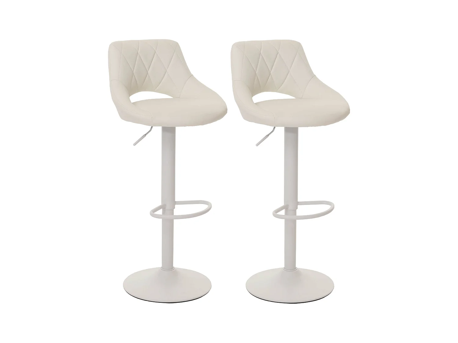Lot de 2 tabourets de bar MCW-N64,  blanc