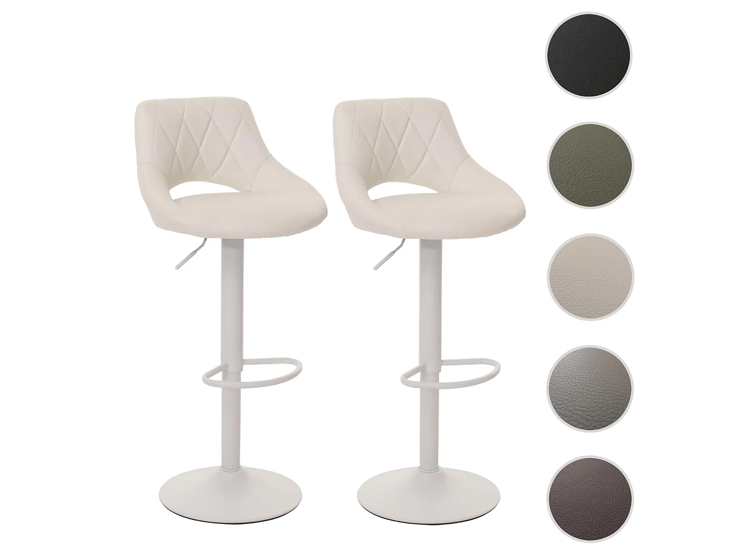 Set of 2 bar stools MCW-N64,  white