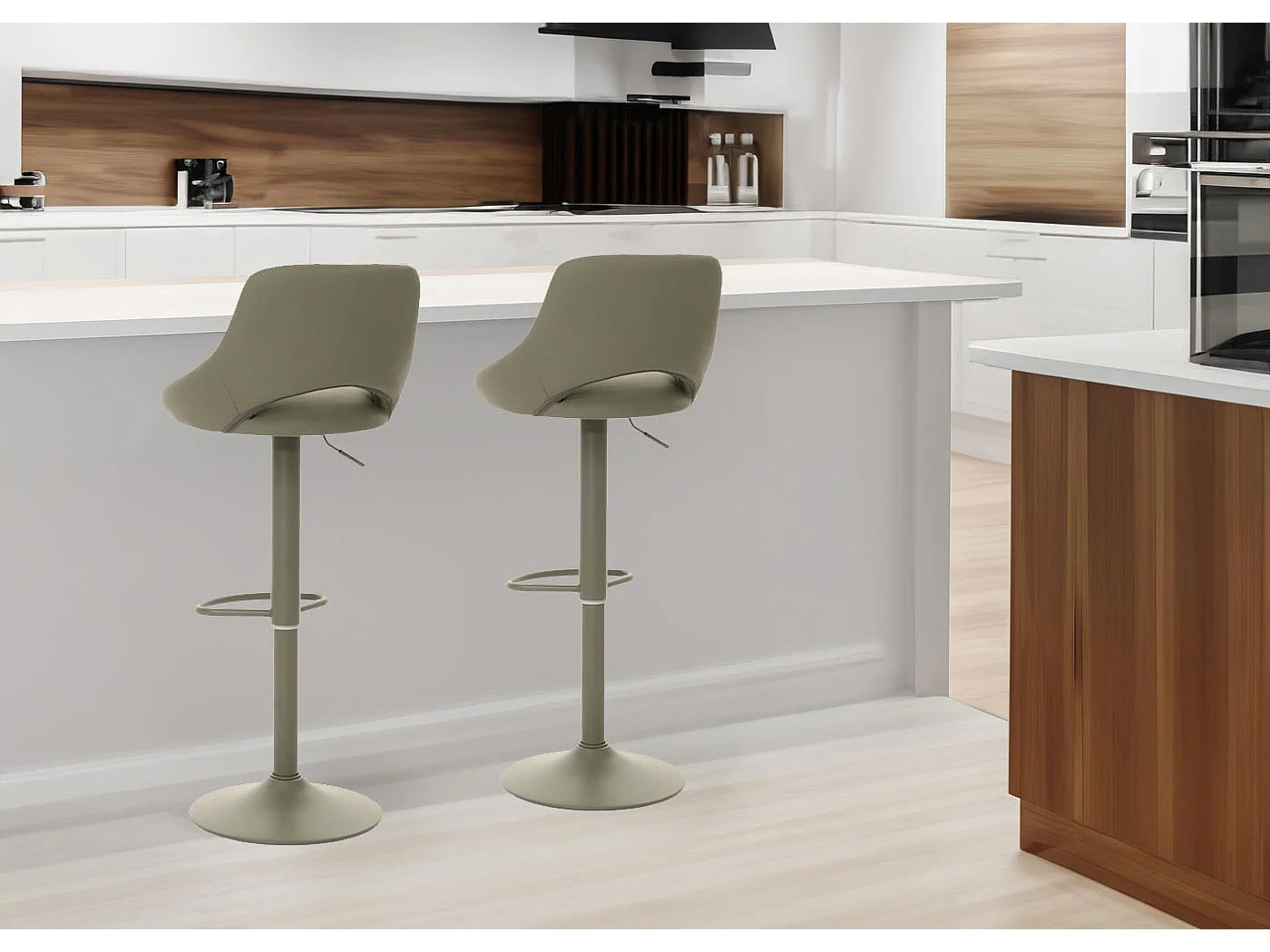 Lot de 2 tabourets de bar MCW-N64,  vert