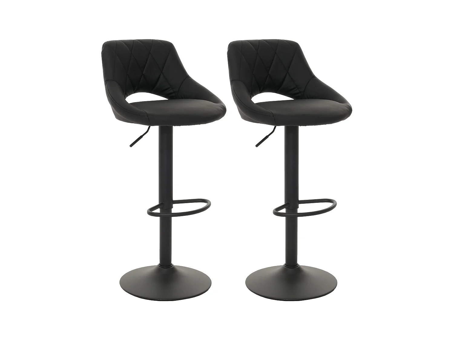 Lot de 2 tabourets de bar MCW-N64,  noir