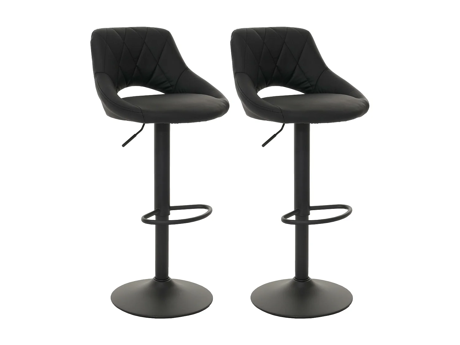 Lot de 2 tabourets de bar MCW-N64,  noir