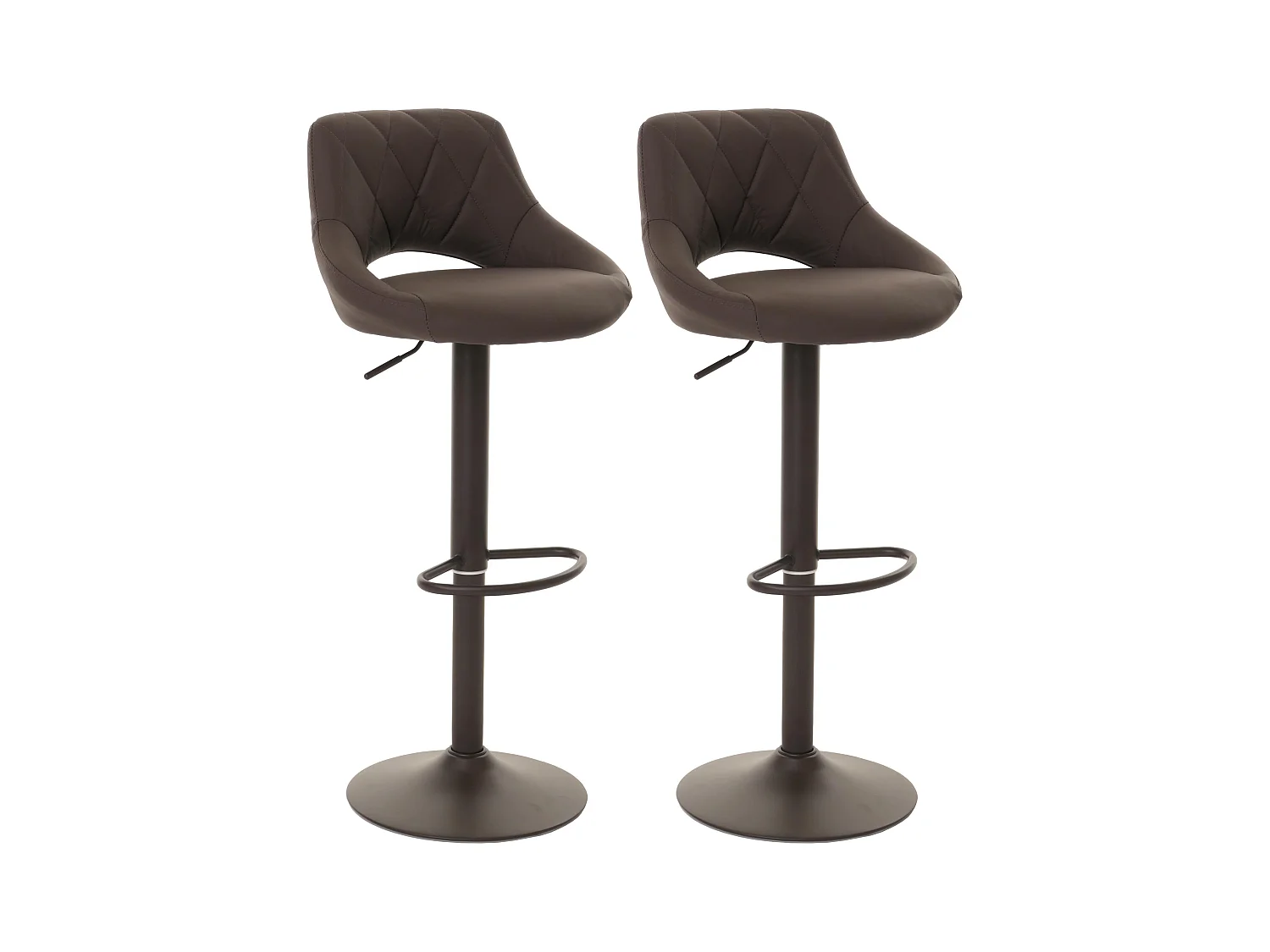 Lot de 2 tabourets de bar MCW-N64,  brun