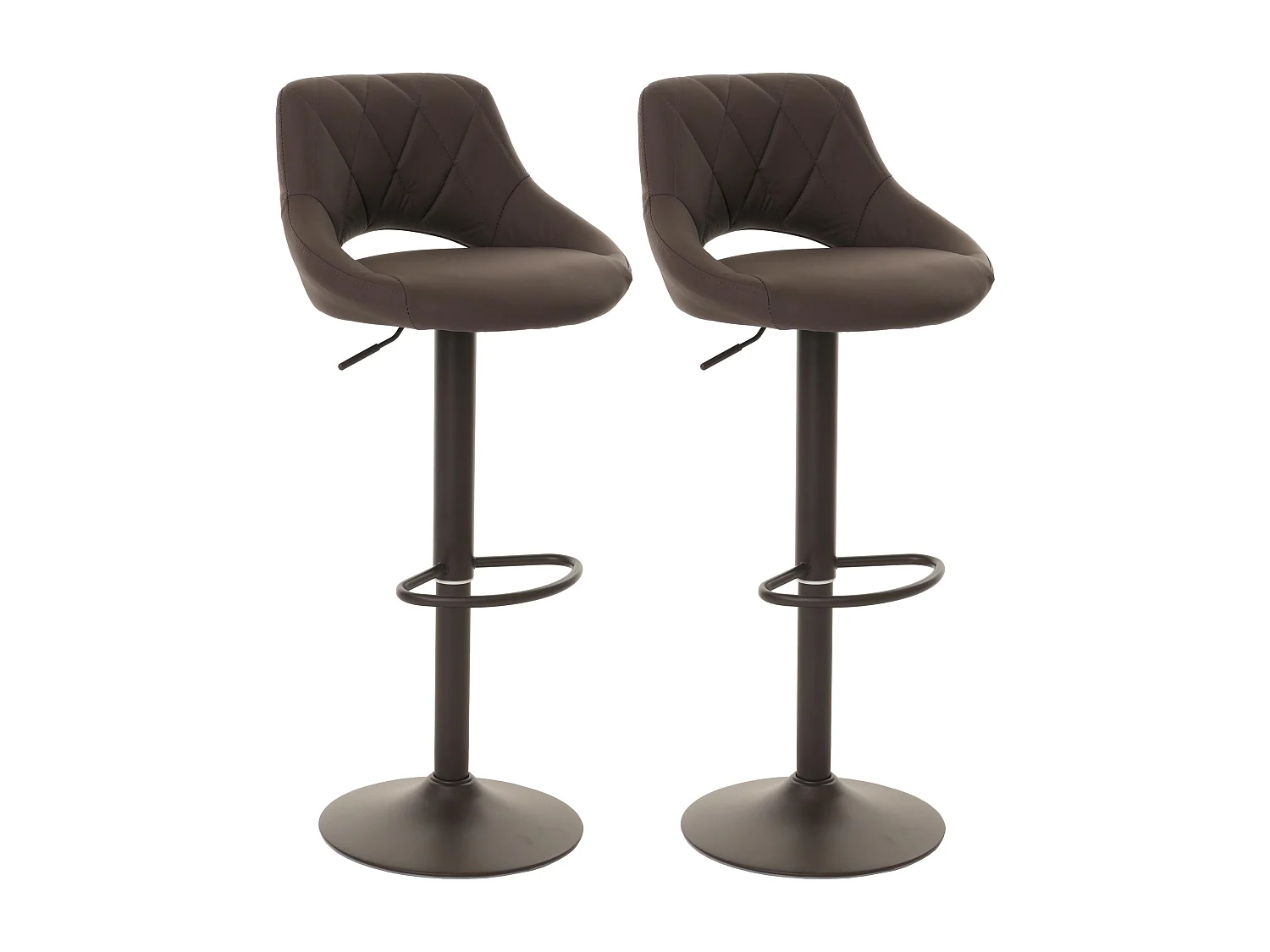 Lot de 2 tabourets de bar MCW-N64,  brun